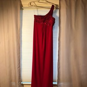 Red one shoulder gown